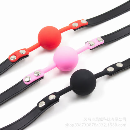 Adult Sex Toys Mouth Gag Adult Products Mouth Gag Restraint Toys Flirting Mouth Ball PU Extended Width Male Masturbator